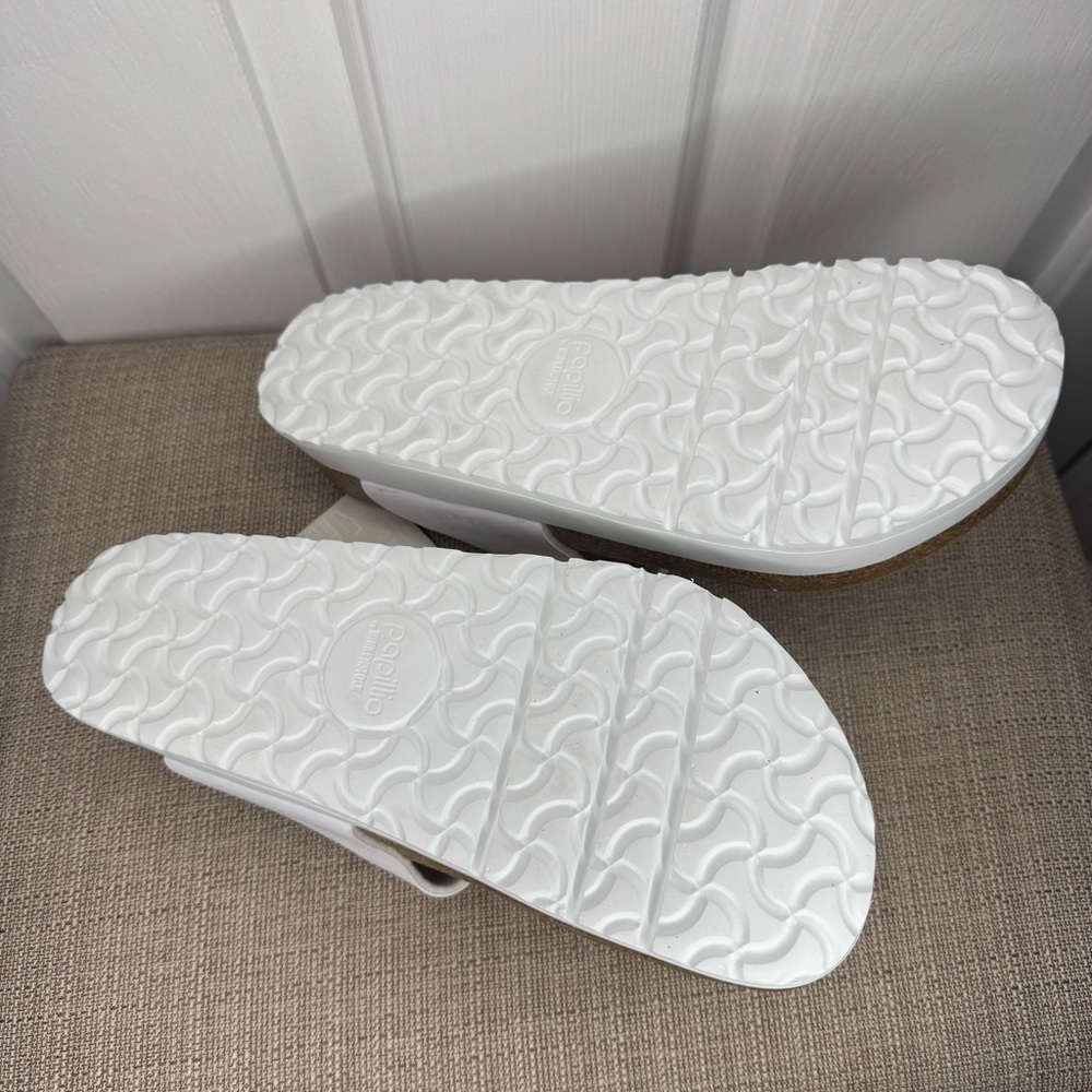 Papillio White Cork Footbed Thong Sandals with Buckle - Picture 8 of 10